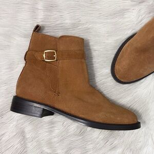 Sam Edelman Tan Saddle Suede Camel Nolynn Buckle Boots Low Heel Ankle Booties